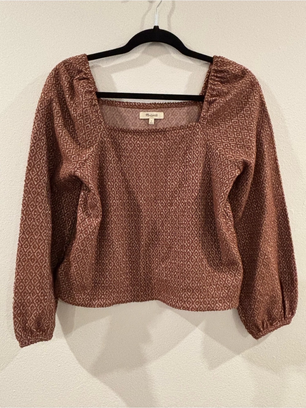 Madewell Brown Square-Neck Long Sleeve Knit Top - Picture 4 of 10